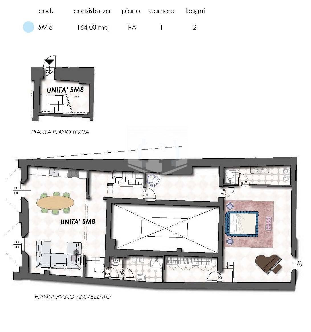 Two-room apartment Strada Maggiore, Bologna (neighborhood Centro Storico) - floor plans 1