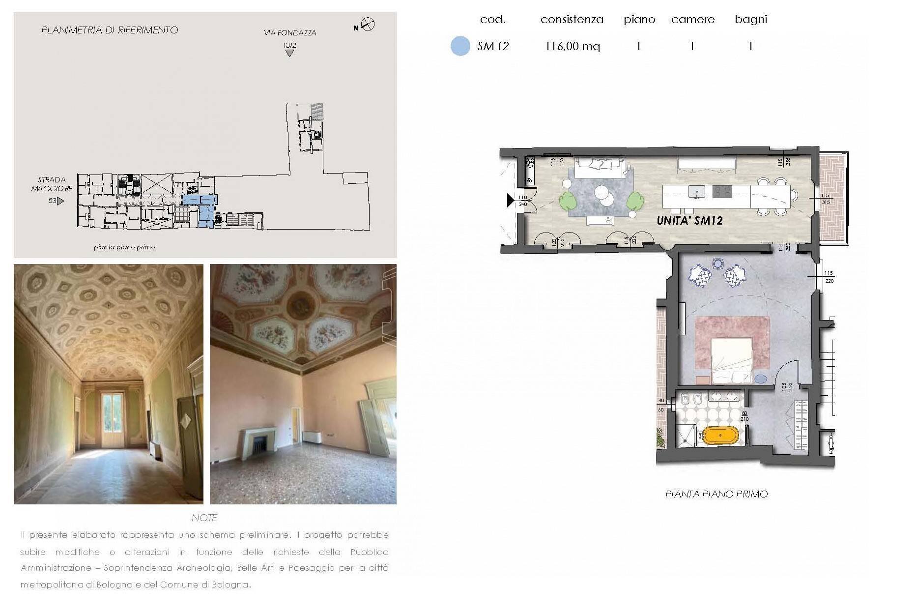 Two-room apartment Strada Maggiore, Bologna (neighborhood Centro Storico) - floor plans 1