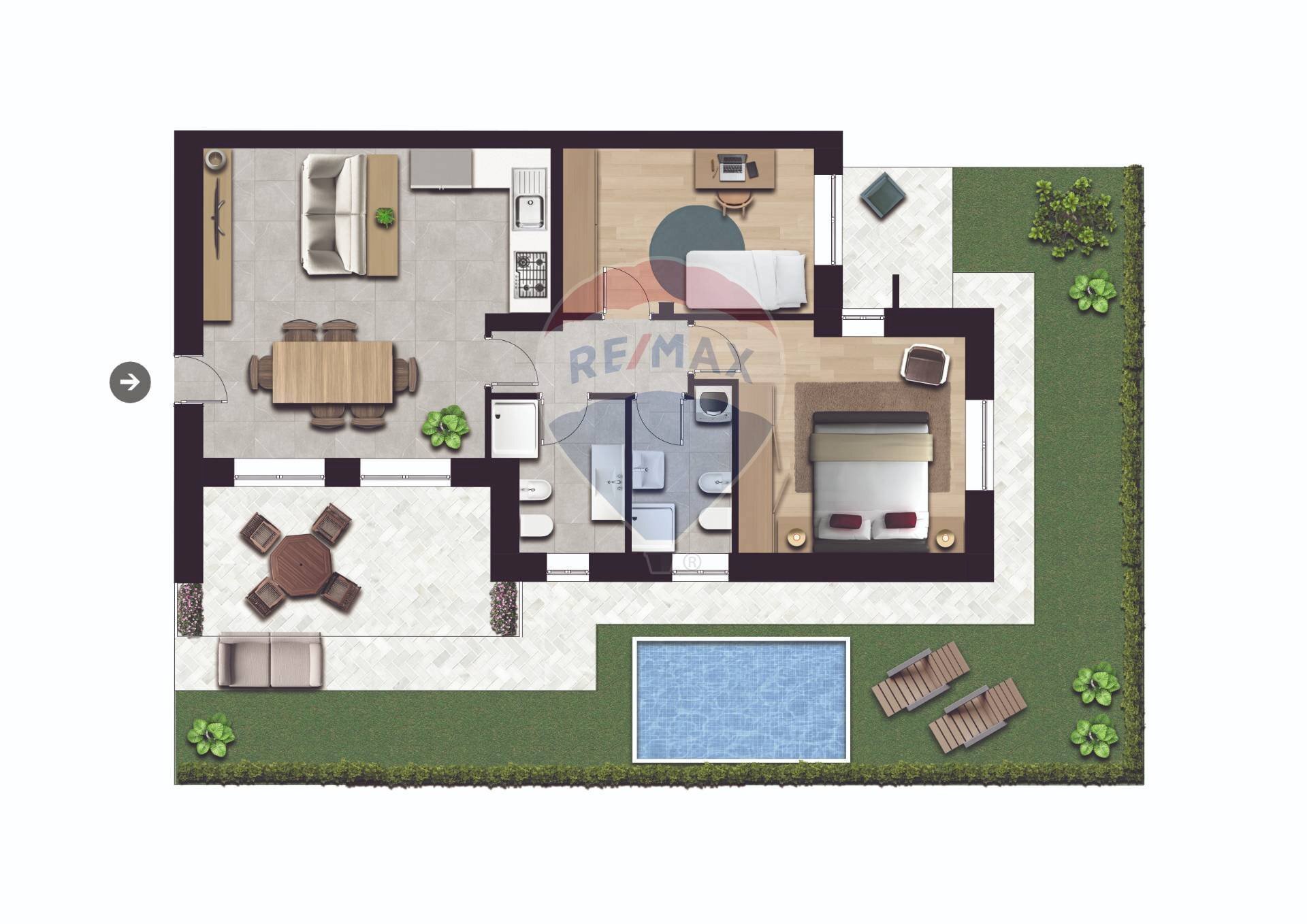 Pianta 2D - Trilocale via Roma
 
snc, Bernareggio - foto 2