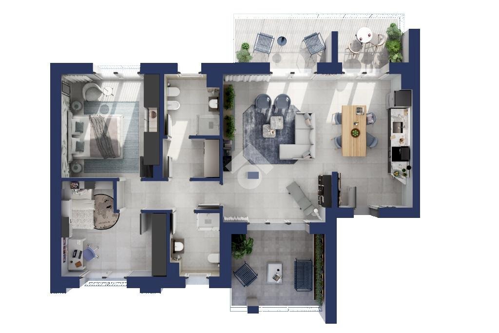Three-room apartment Via Damiano Chiesa, Marcallo con Casone - floor plans 1