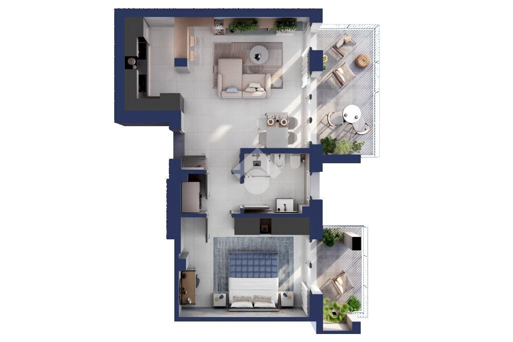 Two-room apartment Via Damiano Chiesa, Marcallo con Casone - floor plans 1