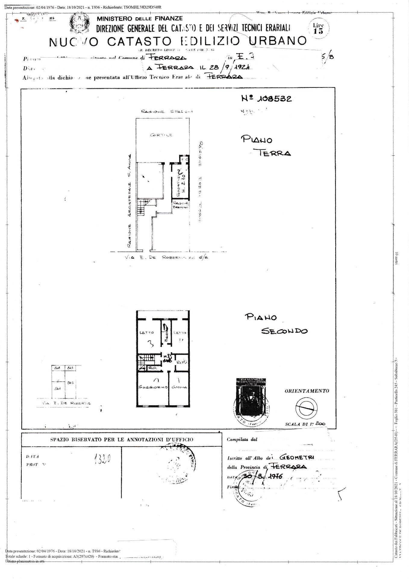 Foto 2 - Appartamento Via Ercole De Roberti, Ferrara - planimetria 1