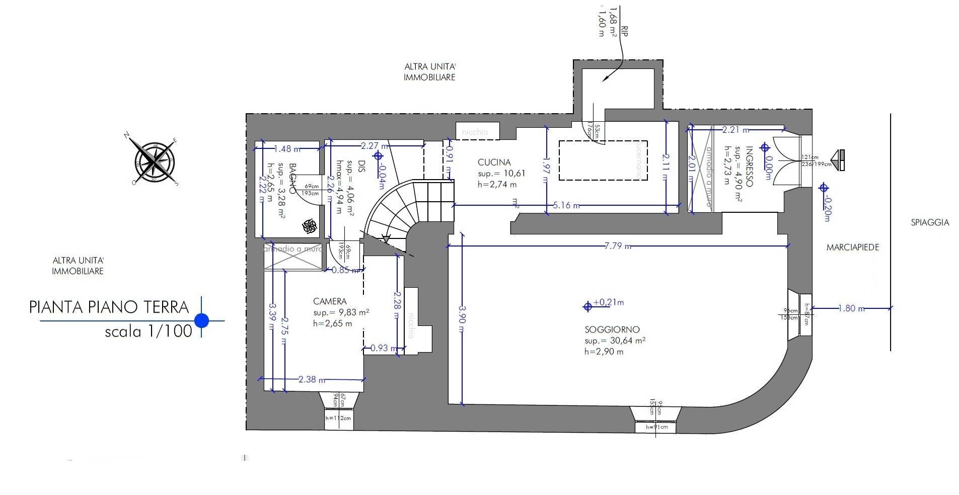 Foto 3 - Casa indipendente Via Lungomare Lido
 
36, Finale Ligure - planimetria 1