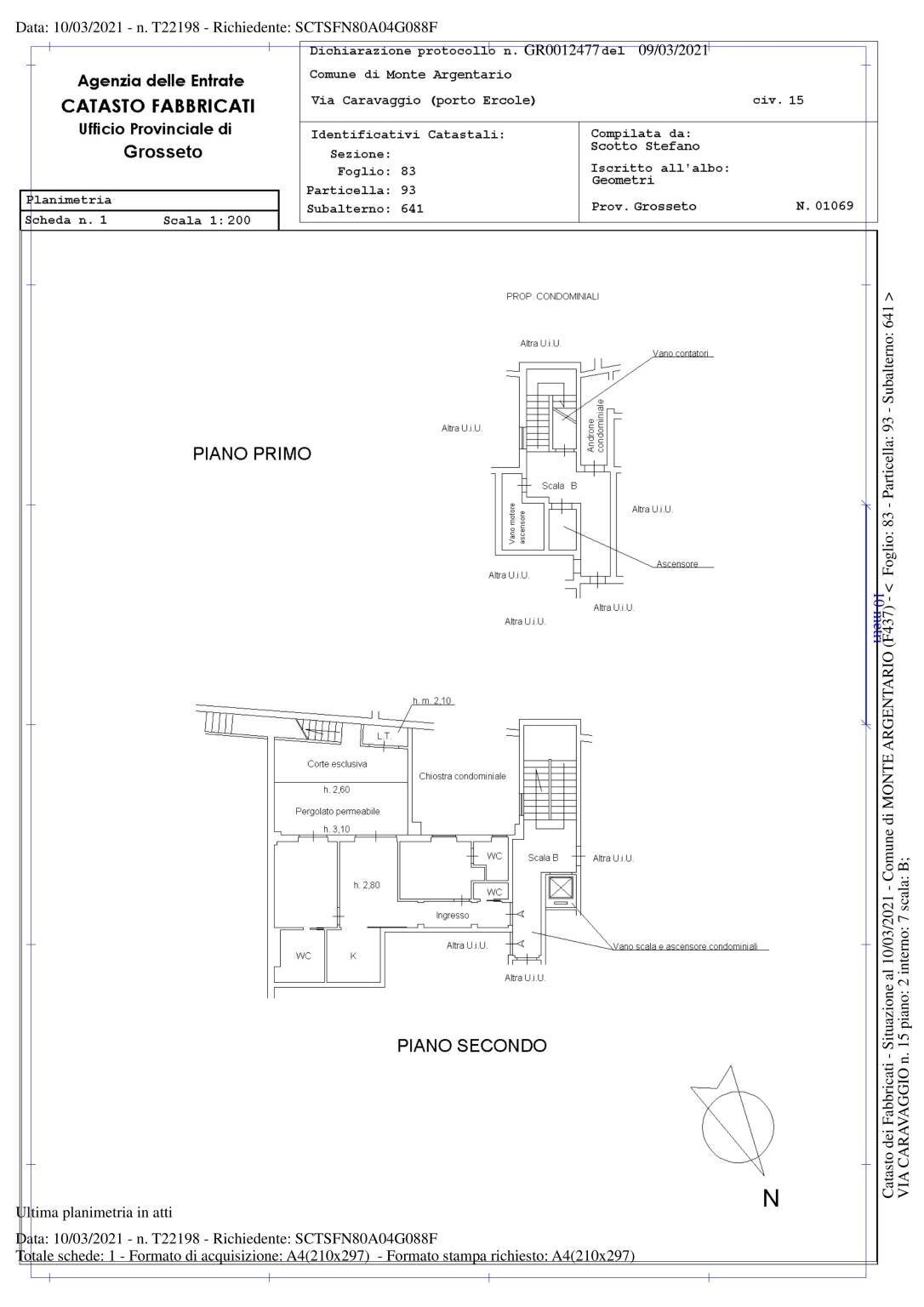 Three-room apartment via Caravaggio, 15, Monte Argentario - floor plans 1