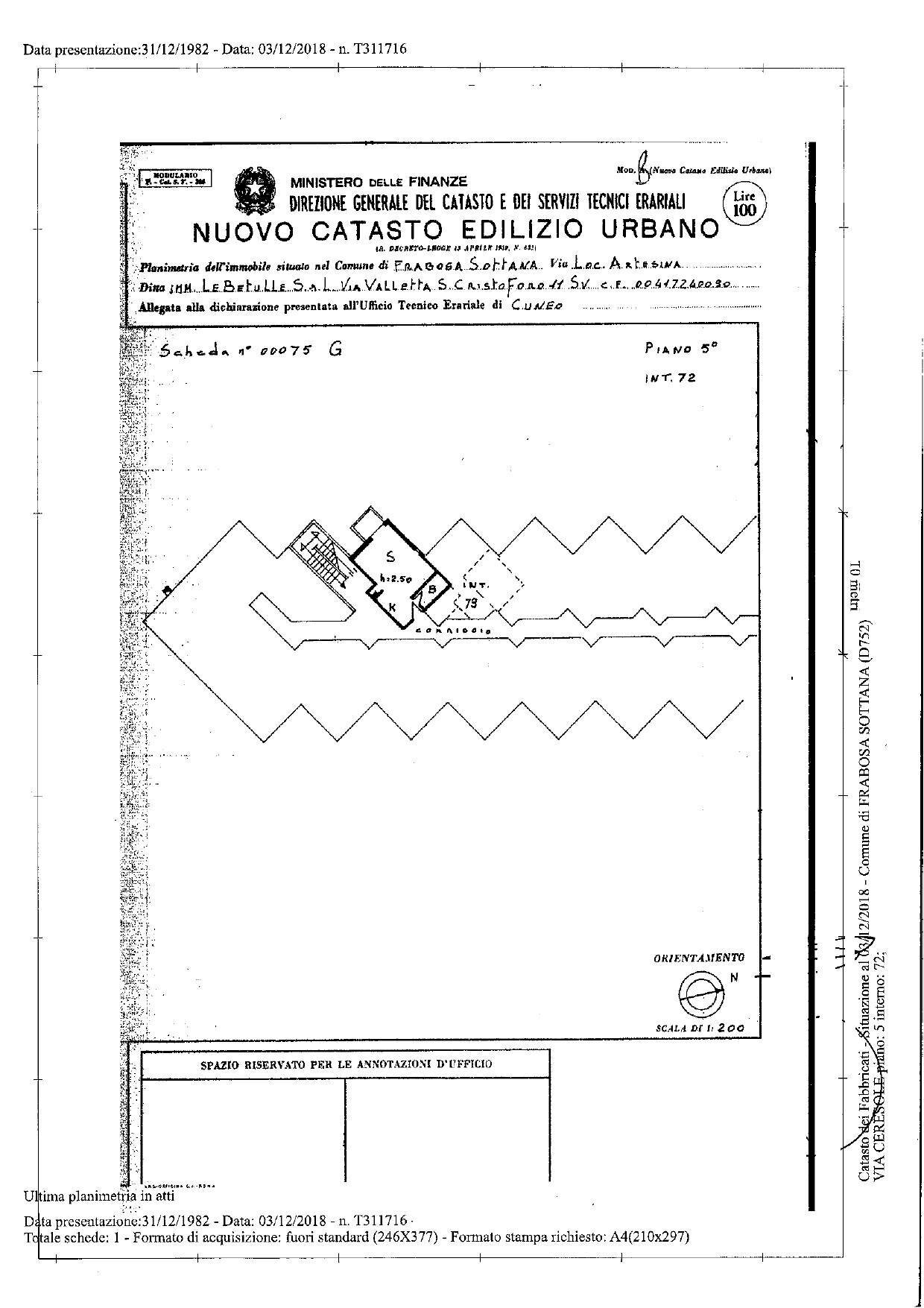 piantina - Monolocale Via Ceresole, Frabosa Sottana - planimetria 1