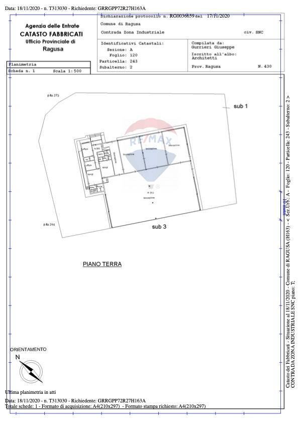 Pianta 2D - Capannone strada provinciale 73, Ragusa - planimetria 1