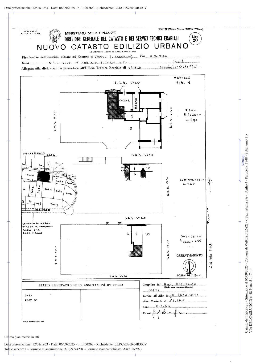 Trilocale via del Casluncio, 48, Varese - planimetria 1