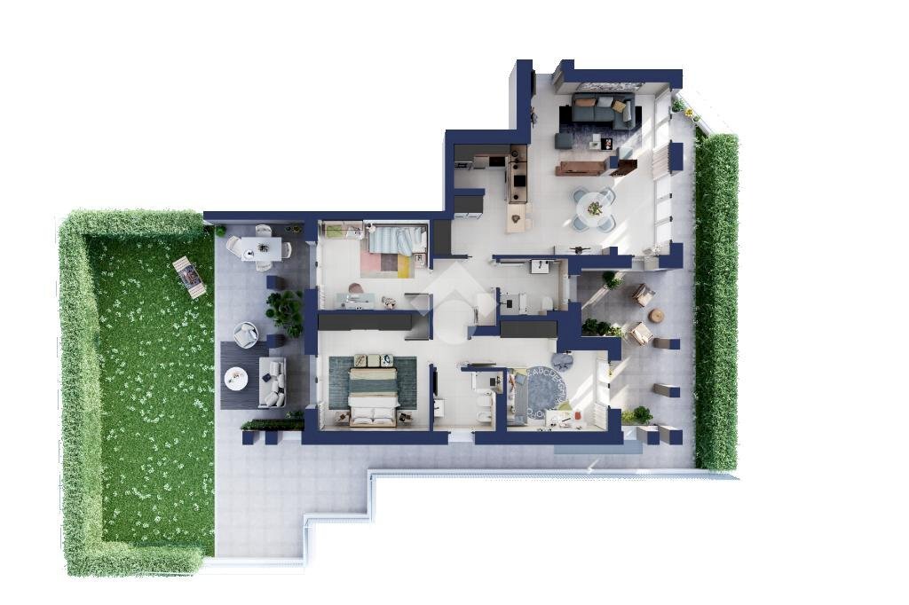 Four-room apartment Via Damiano Chiesa, Marcallo con Casone - floor plans 1