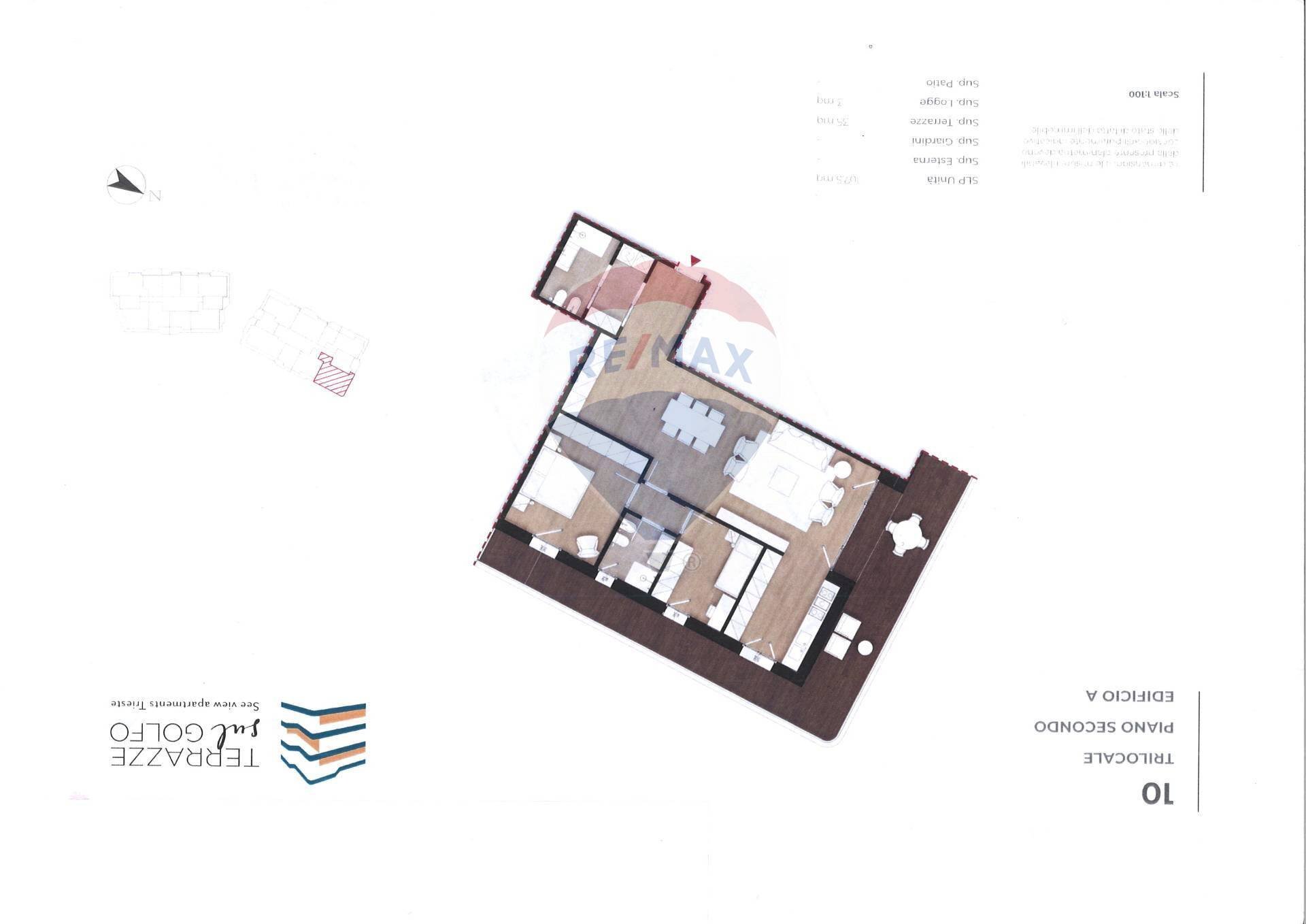 Pianta 2D - Trilocale VIA COSTALUNGA
 
1/4, Trieste - planimetria 1