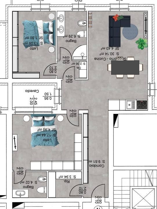 Foto 14 - Four-room apartment Poggio Rusco - floor plans 1