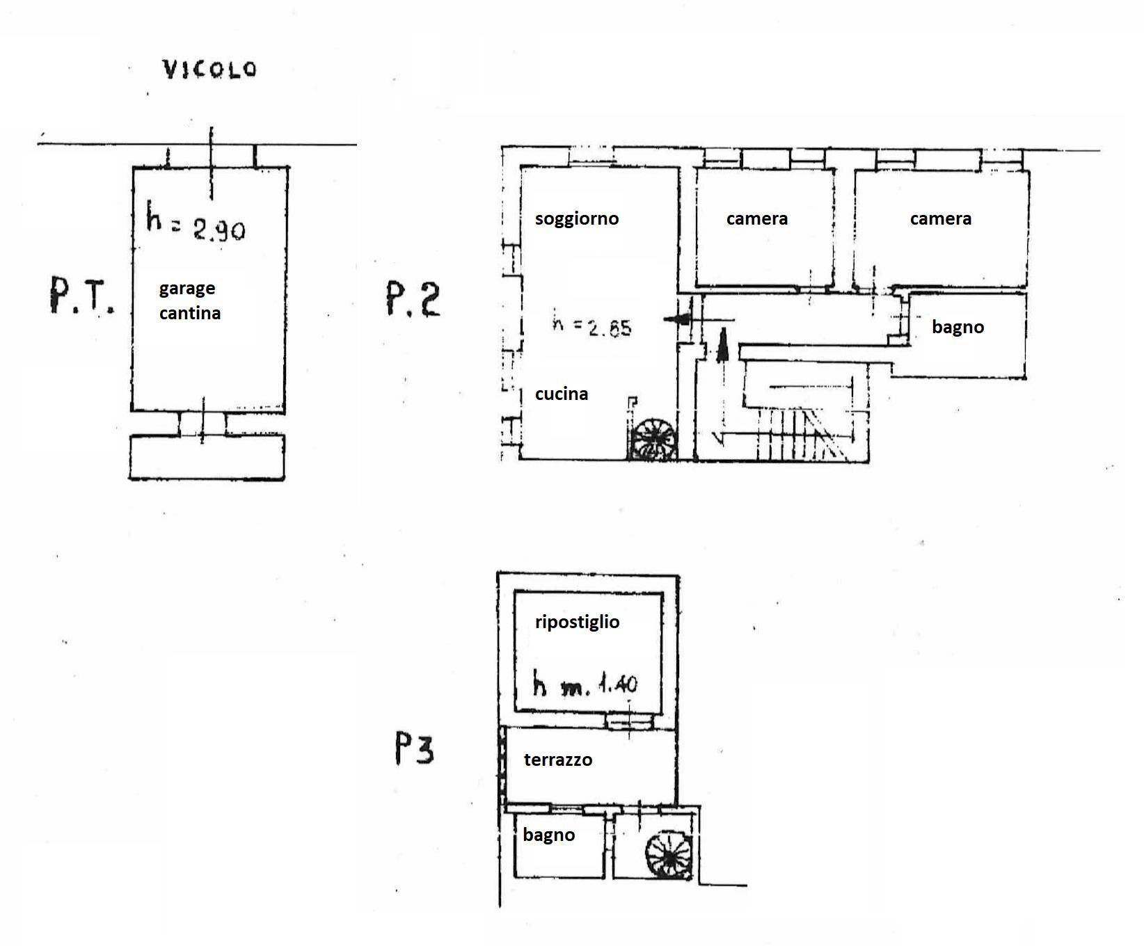 Three-room apartment via del Porto, Rieti - floor plans 1