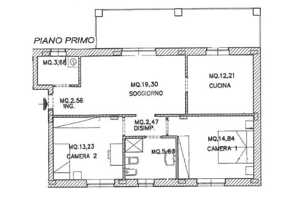 Quadrilocale Corso Vittorio Emanuele II, Tronzano Vercellese - planimetria 1