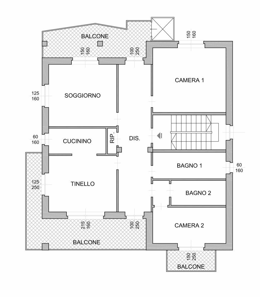 Four-room apartment vicolo San Martino, 16, Rivalta di Torino - floor plans 1