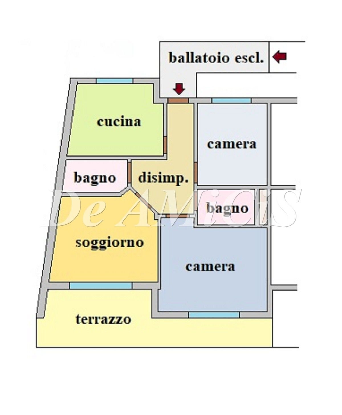 Three-room apartment via Aldo Moro, 10, Vallecrosia - floor plans 1
