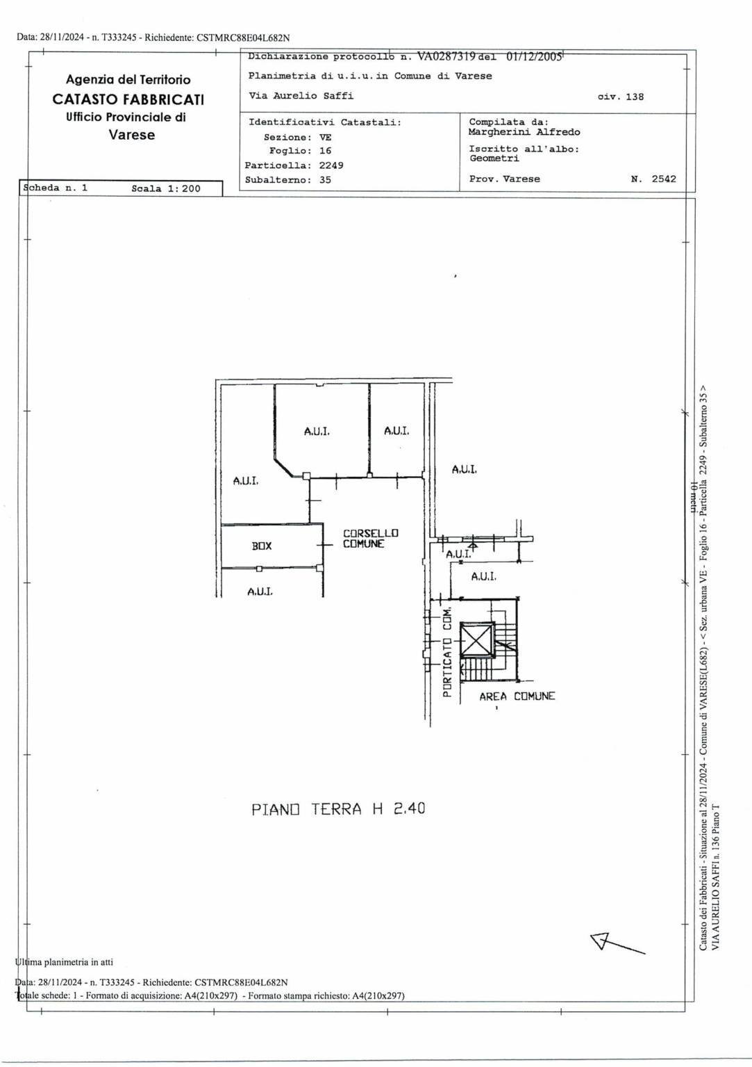 Bilocale via Aurelio Saffi, 136, Varese - planimetria 1