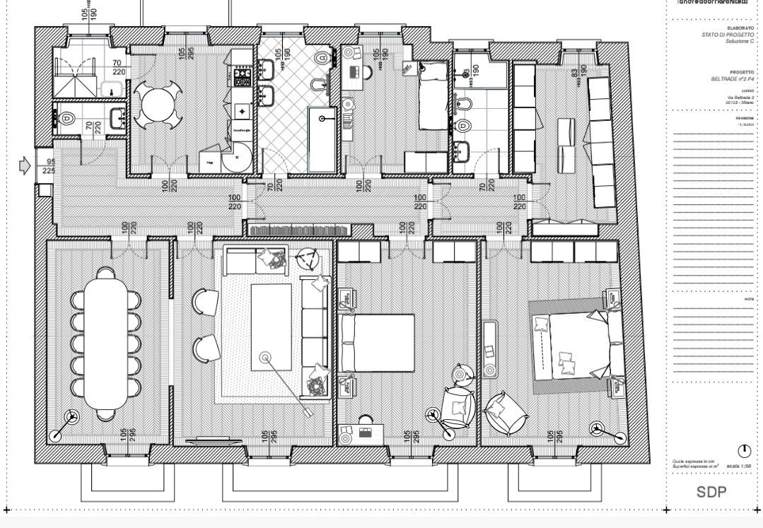 Four-room apartment piazza Santa Maria Beltrade, Milano - floor plans 1