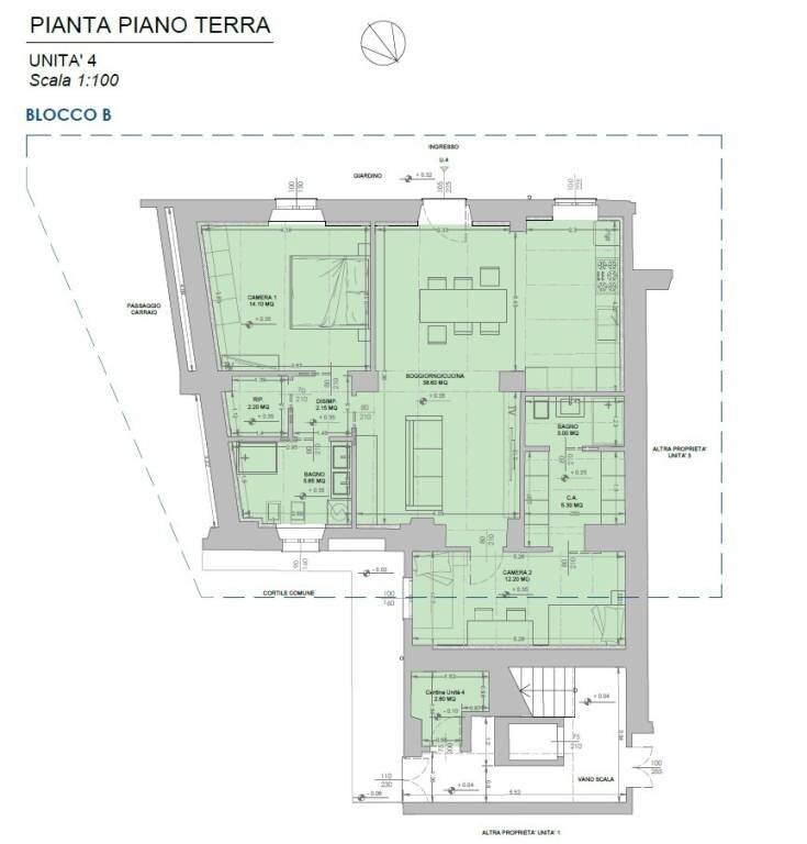 Planimetria - Quadrilocale via Villafalletto, 12, Saluzzo - foto 1