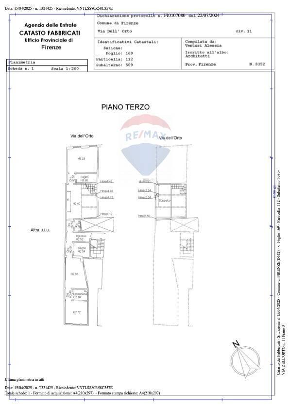 Pianta 2D - Appartamento via dell'Orto
 
11, Firenze - planimetria 1