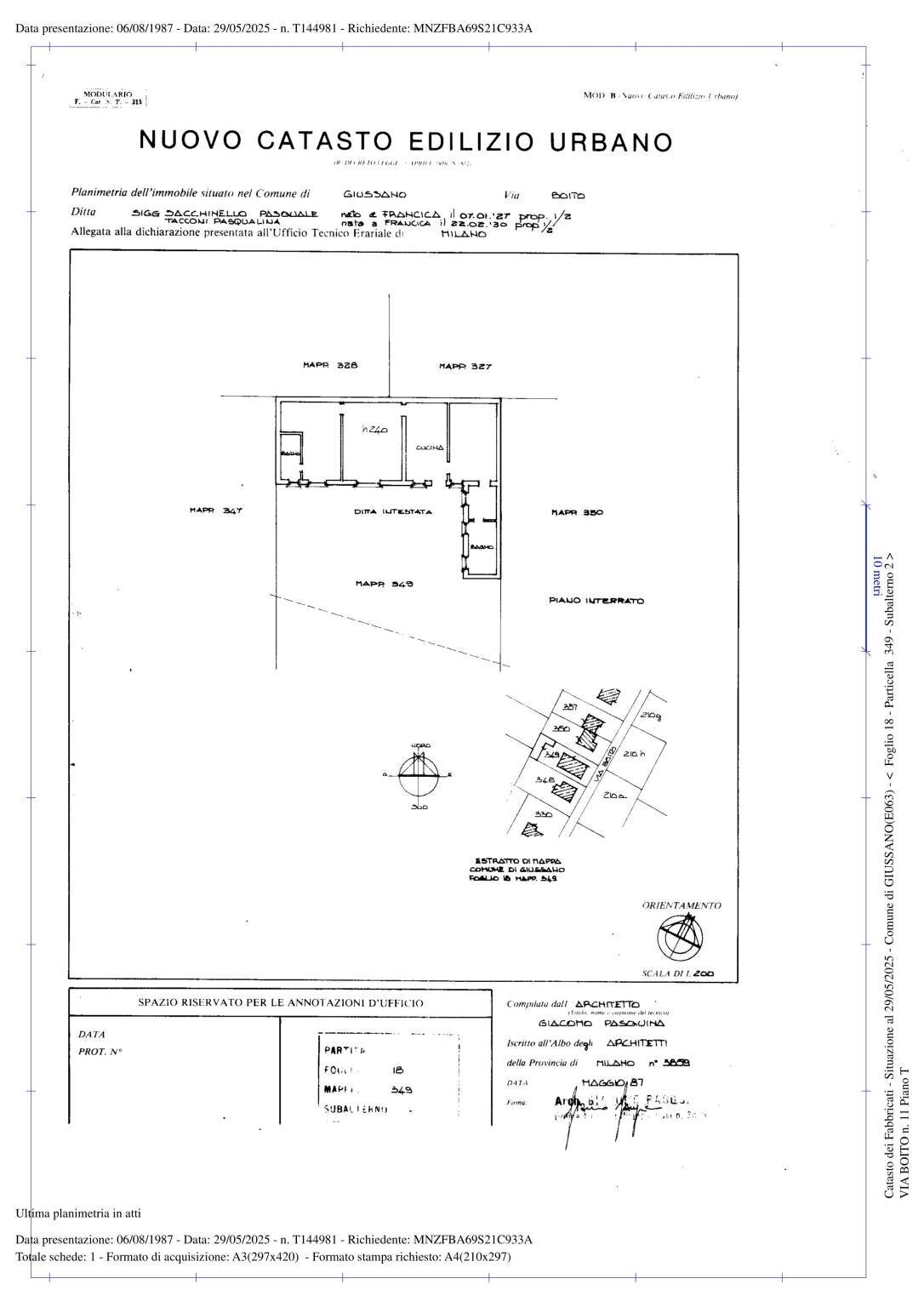 Three-room apartment via Arrigo Boito, 11, Giussano - floor plans 1