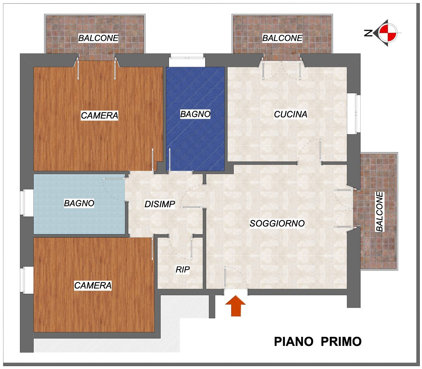 Quadrilocale piazza Giuseppe Garibaldi, Pinerolo - planimetria 1