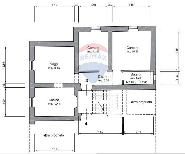 Pianta 2D - Quadrilocale strada curagnata 7, Cairo Montenotte - planimetria 1