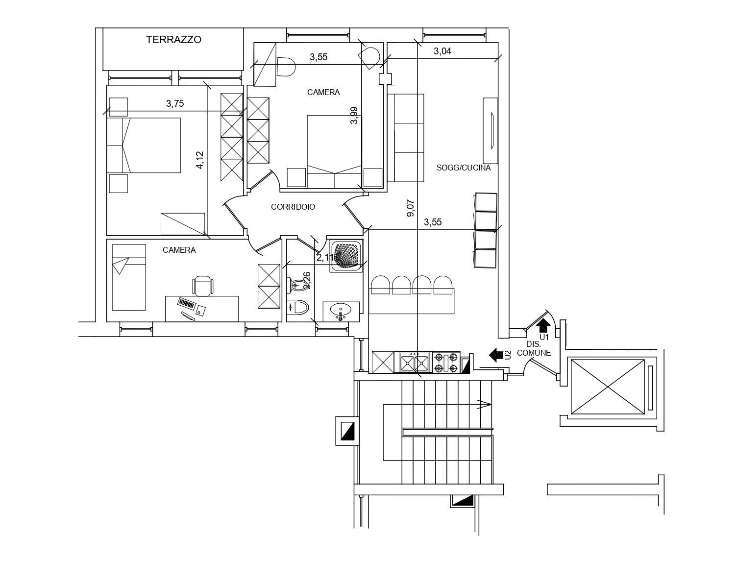 Four-room apartment via Giuseppe Mazzini, Bologna (neighborhood Massarenti) - floor plans 1