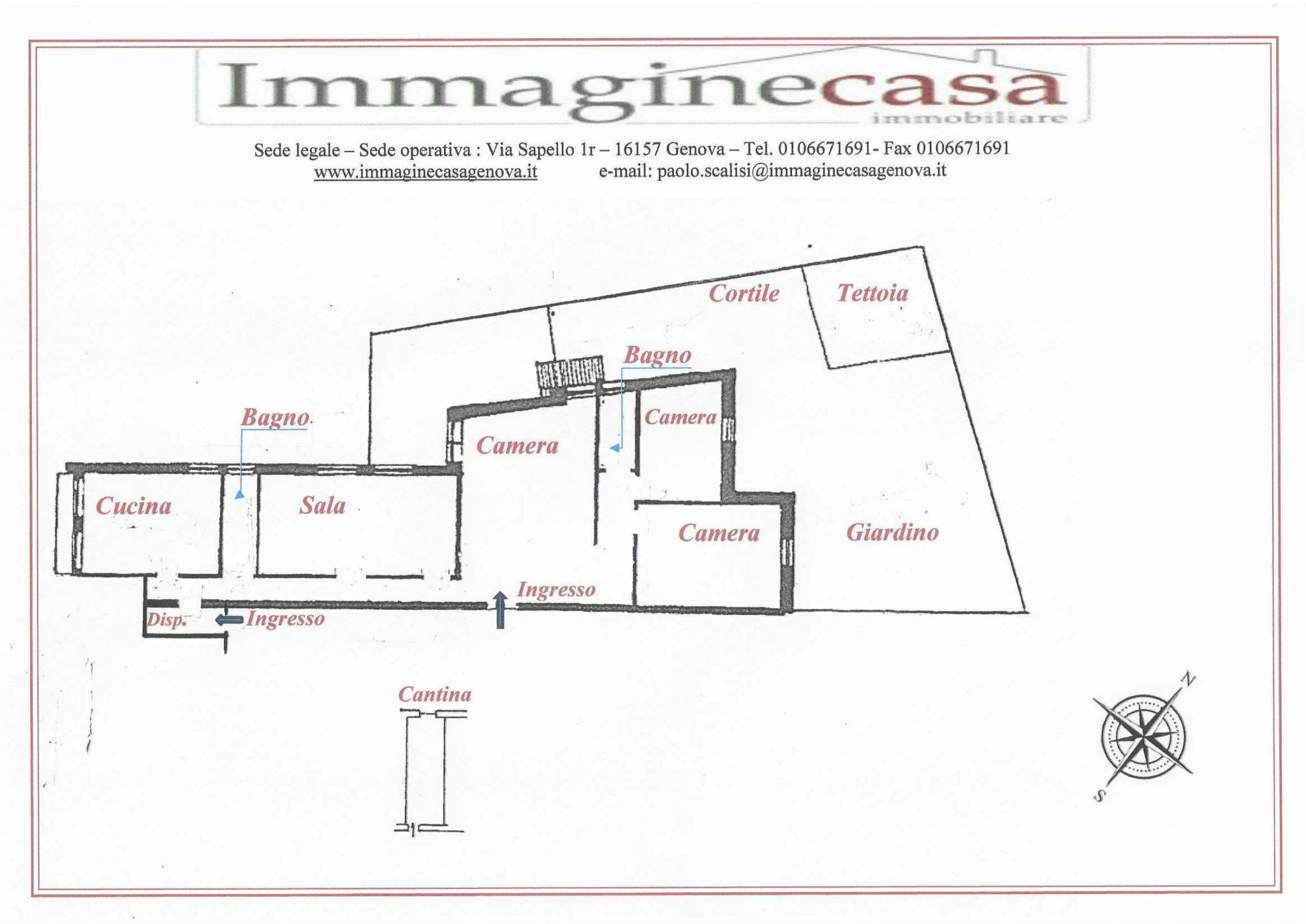Appartamento via Villini Ambrogio Negrone, Genova - planimetria 1