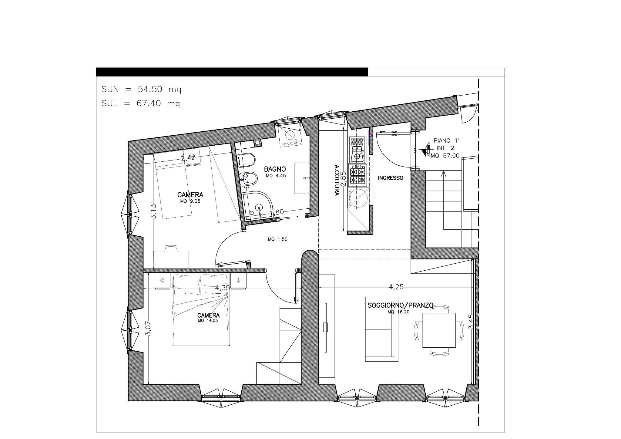 Trilocale via di Monte Verde, Roma - planimetria 1