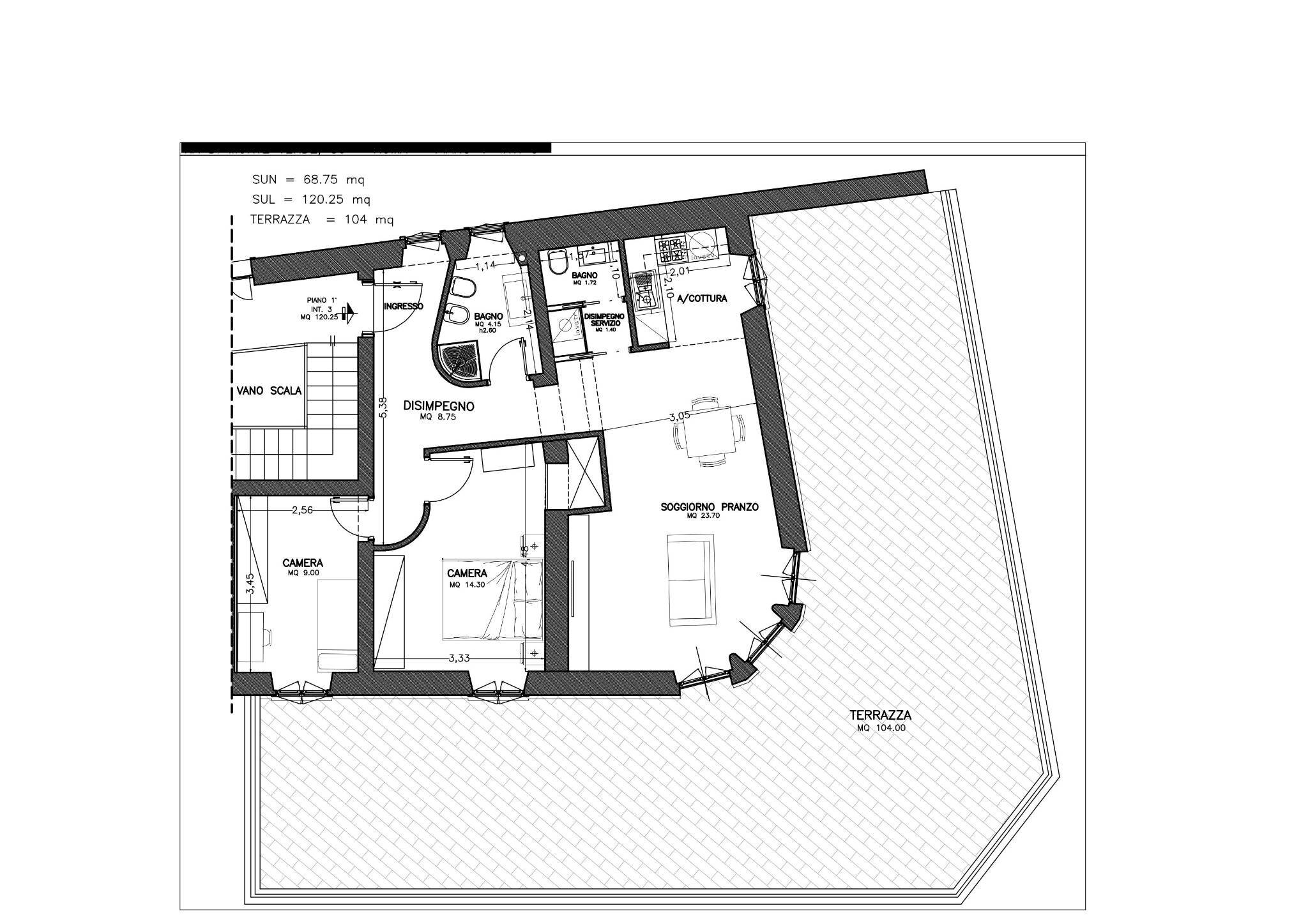 Trilocale via di Monte Verde, Roma - planimetria 1