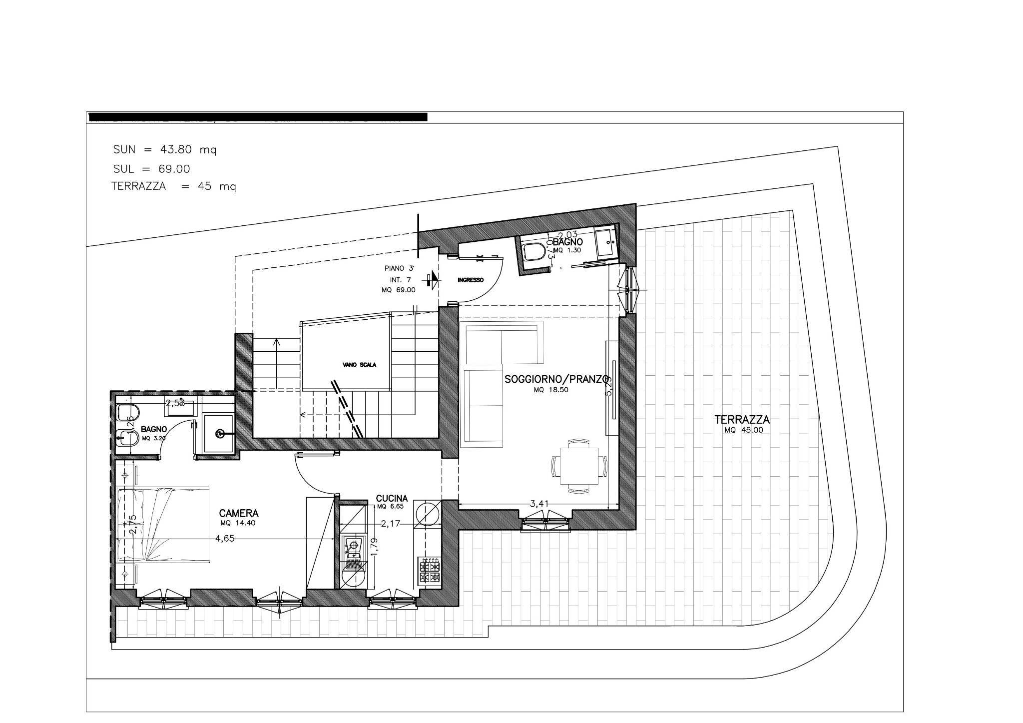 Bilocale via di Monte Verde, Roma - planimetria 1