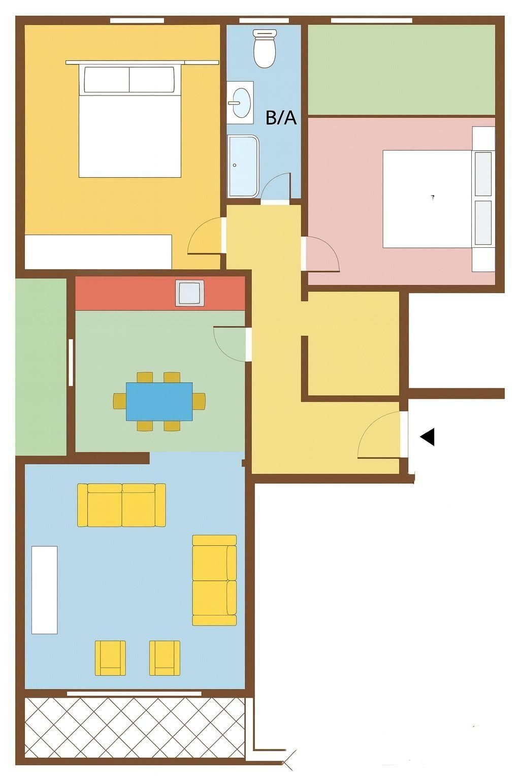 Three-room apartment via Vincenzo Bellini, 5, Macherio - floor plans 1