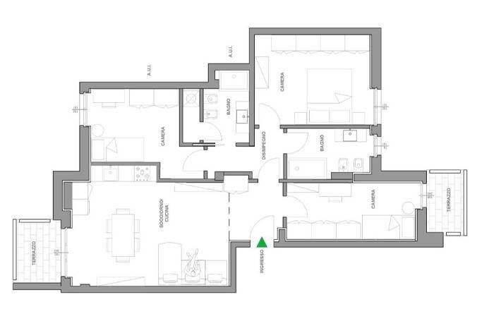 Planimetria - Quadrilocale via Milazzo, Bergamo - planimetria 1