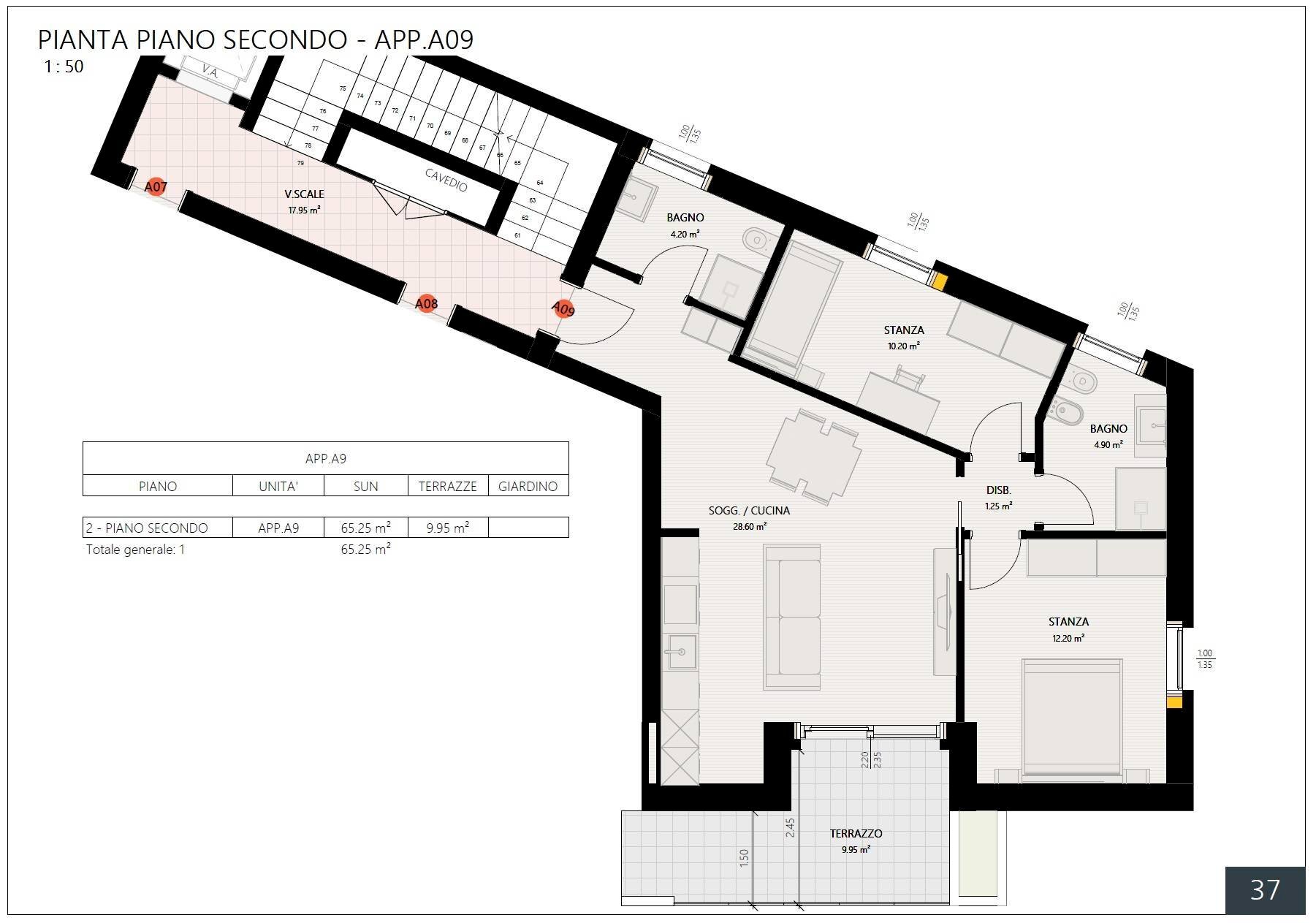 Foto 3 - Three-room apartment Via Verruca, Trento - floor plans 1