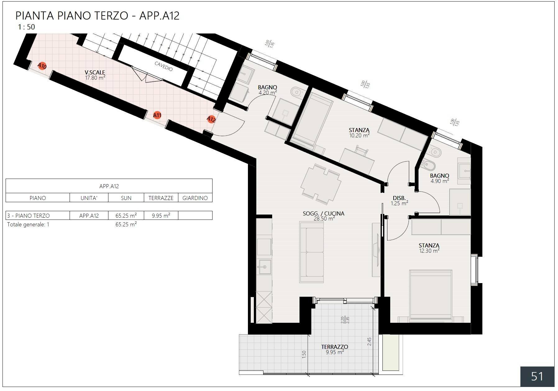Foto 3 - Three-room apartment Via Verruca, Trento - floor plans 1