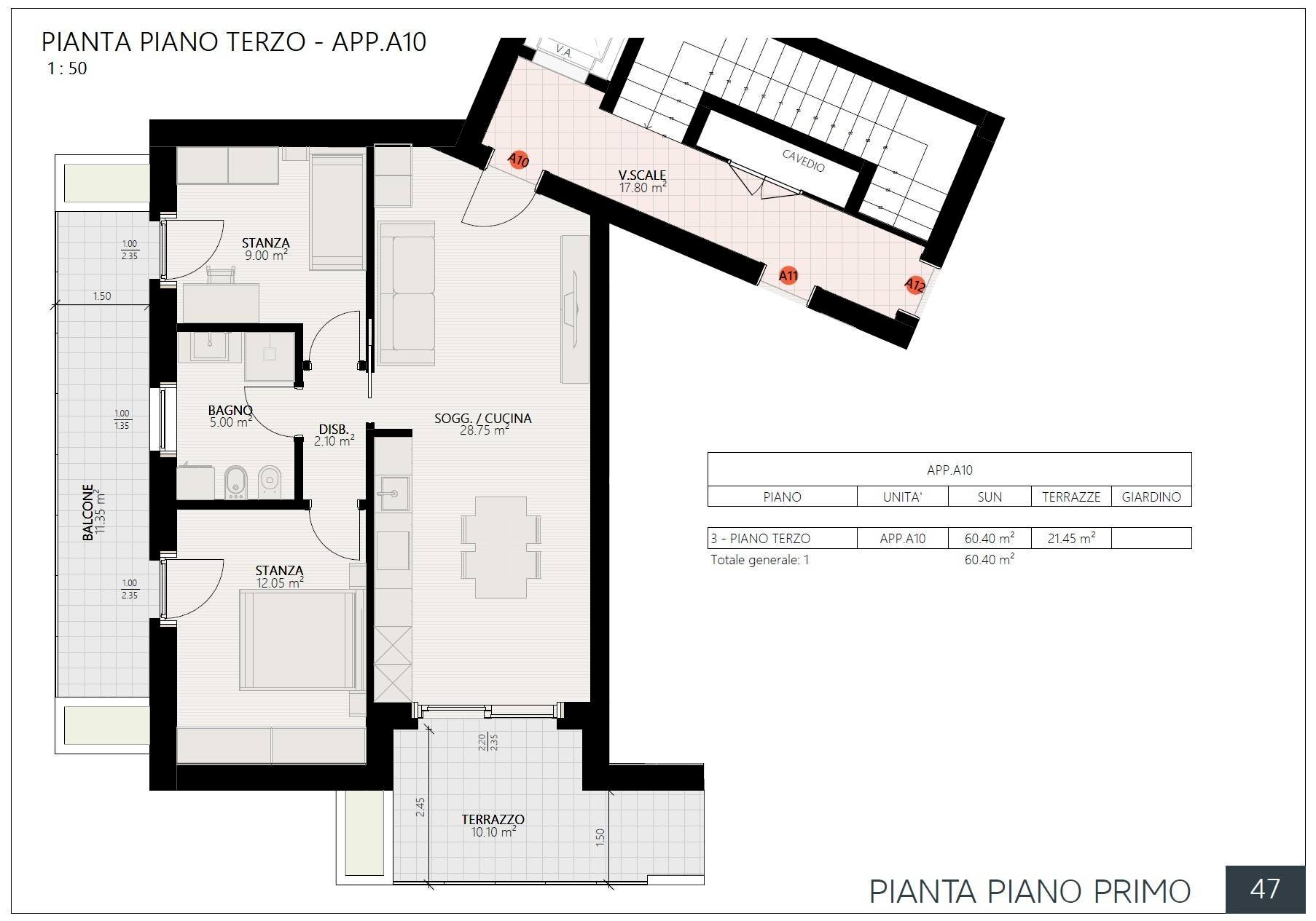 Foto 3 - Three-room apartment Via Verruca, Trento - floor plans 1
