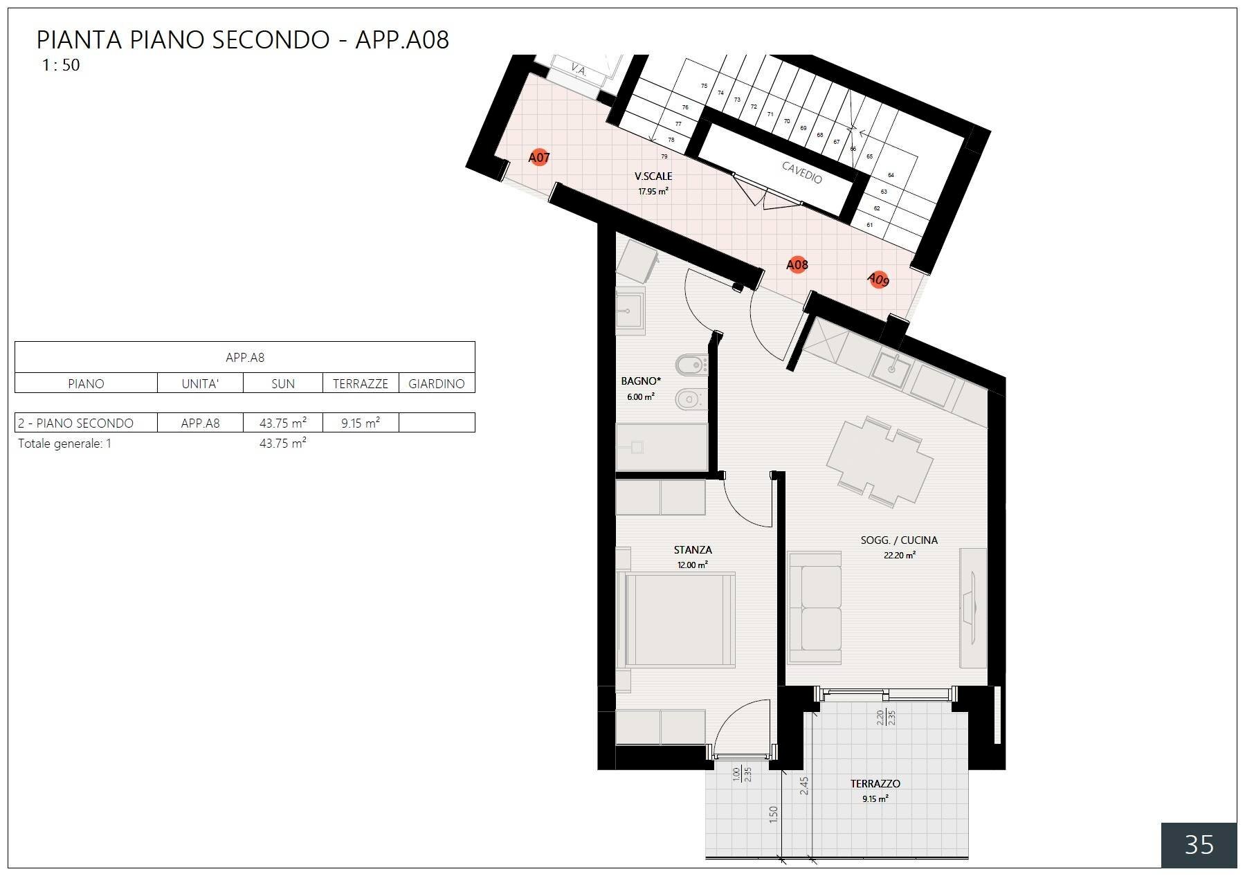 Foto 3 - Two-room apartment Via Verruca, Trento - floor plans 1