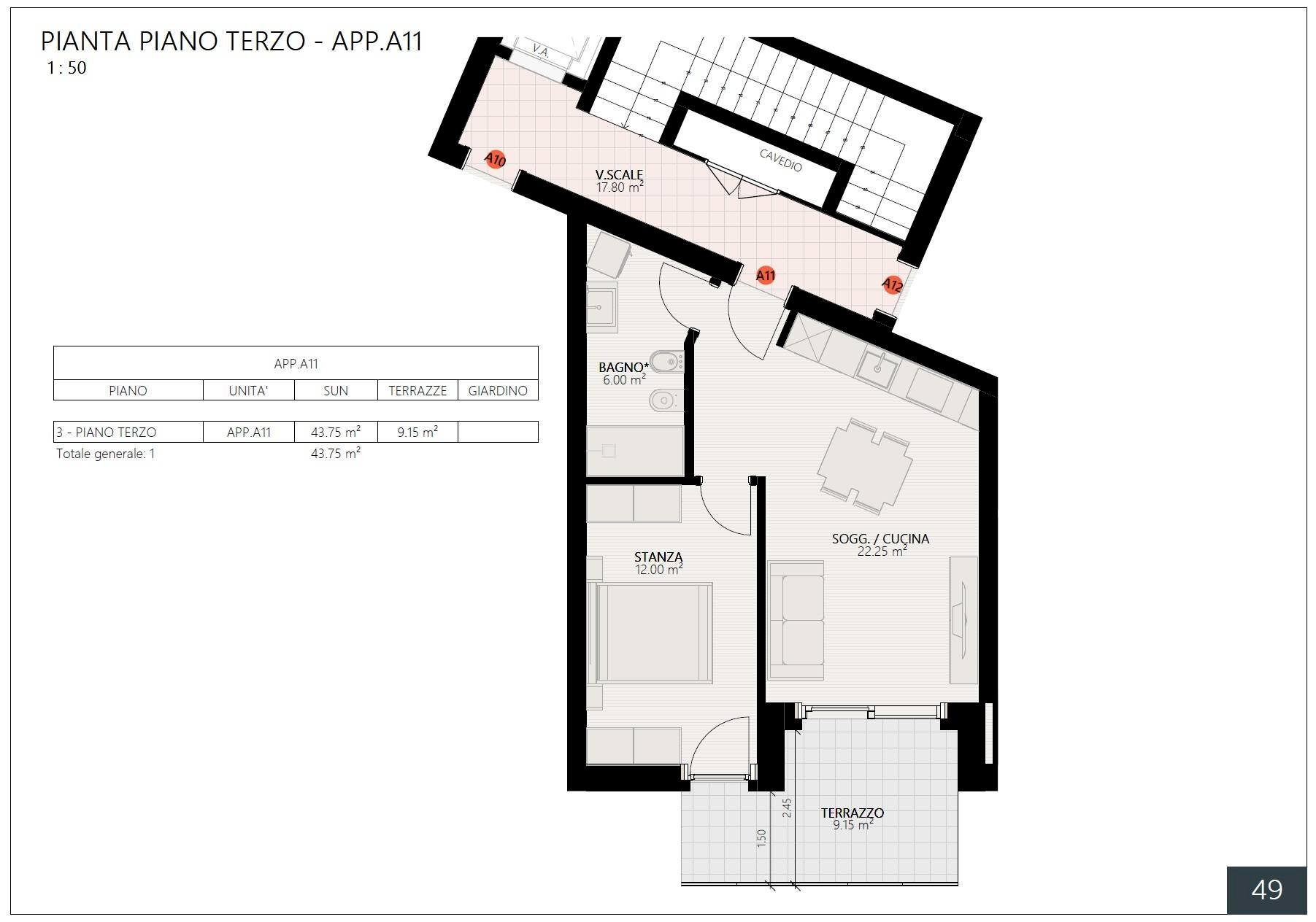 Foto 3 - Two-room apartment Via Verruca, Trento - floor plans 1