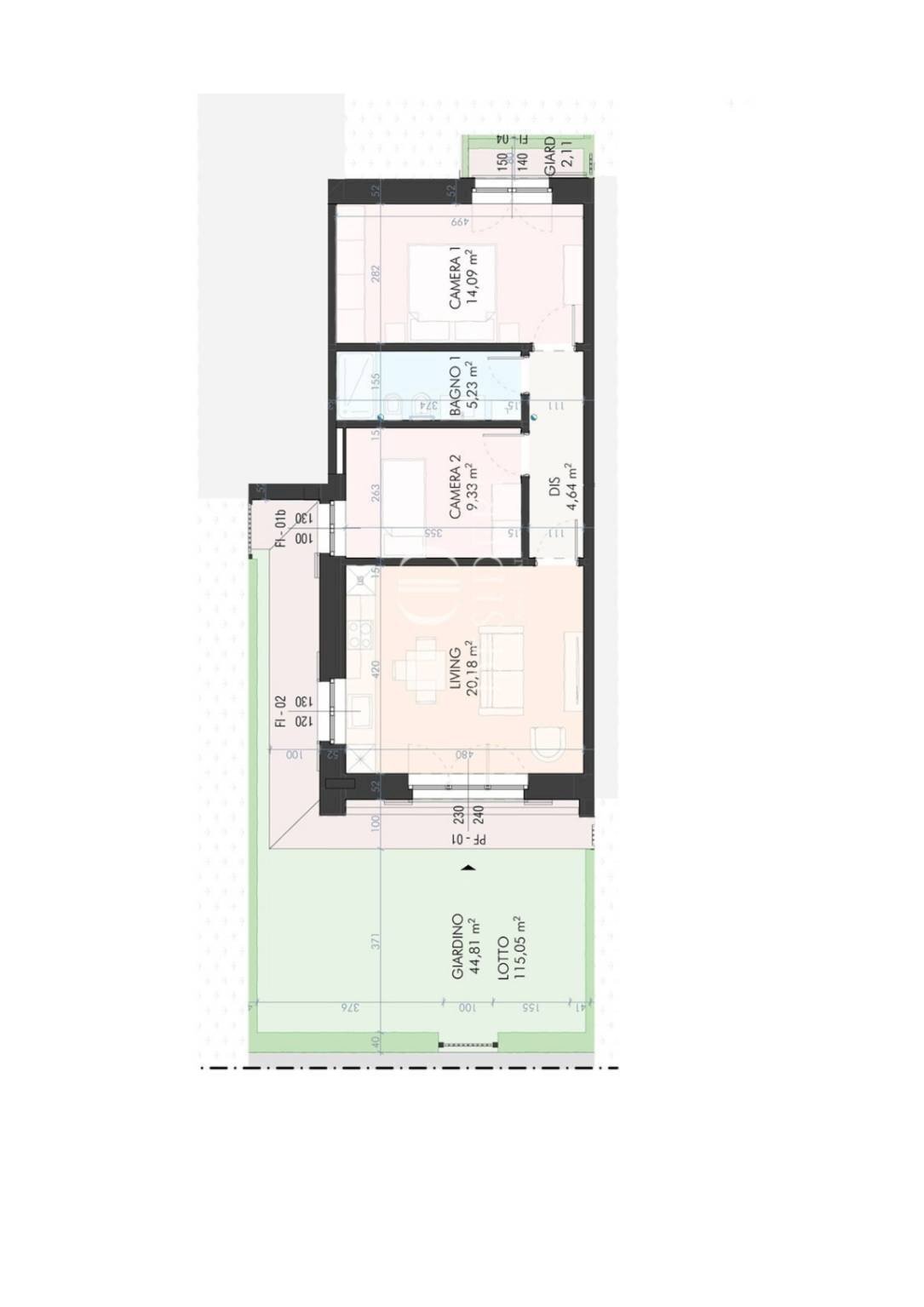 Trilocale strada Origlio, Capalbio - planimetria 1