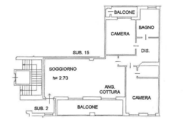 Planimetria - Trilocale via locatelli, Calcinate - planimetria 1