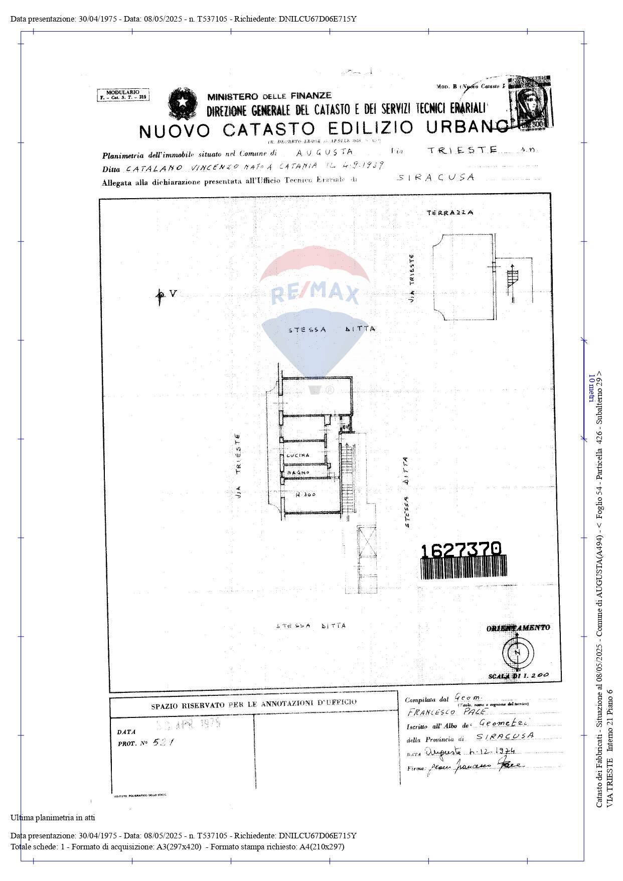Pianta 2D - Trilocale via trieste
 
7, Augusta - planimetria 1