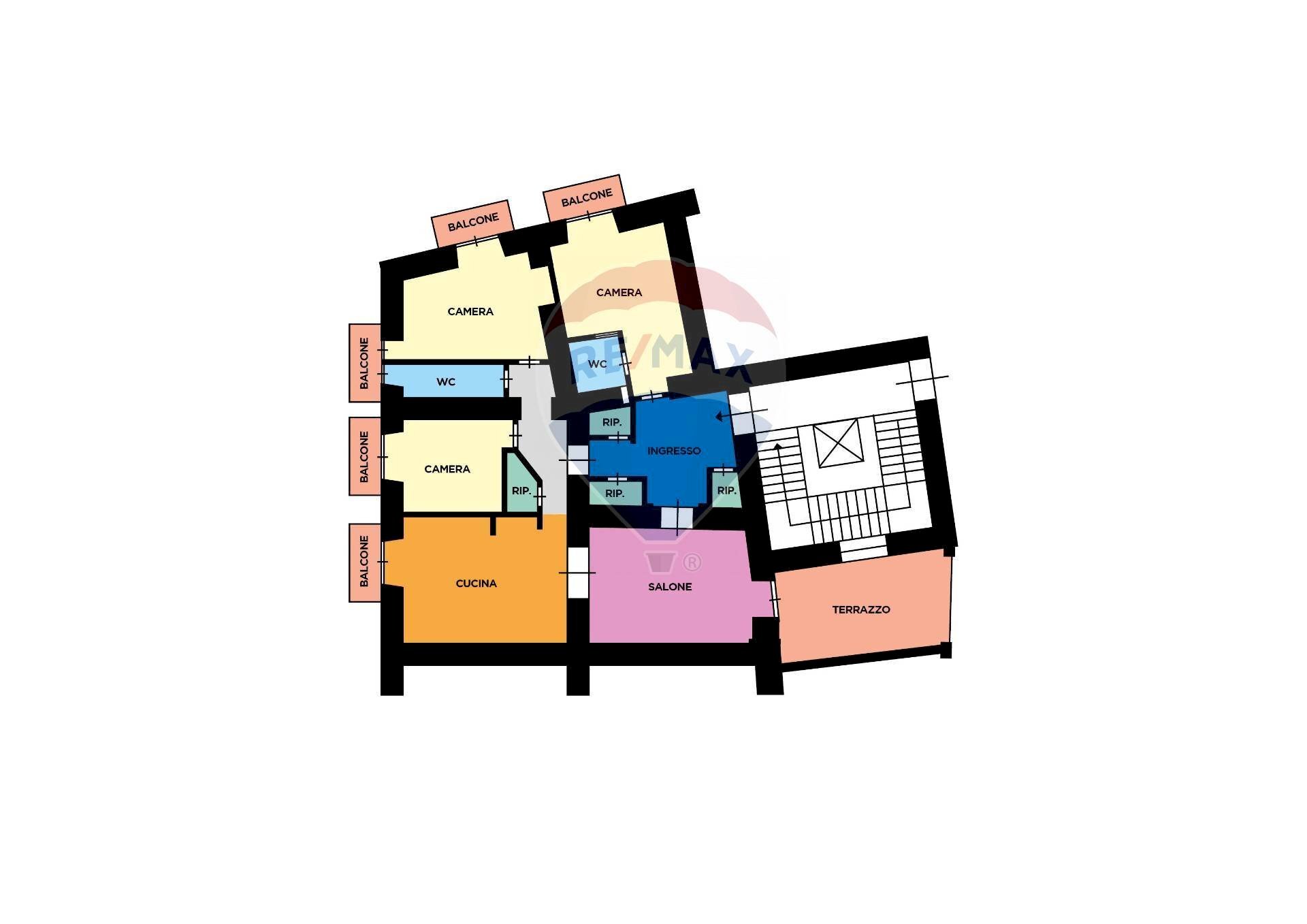Pianta 2D - Quadrilocale Via Pasquale Stanislao Mancini
 
13, Napoli - planimetria 1