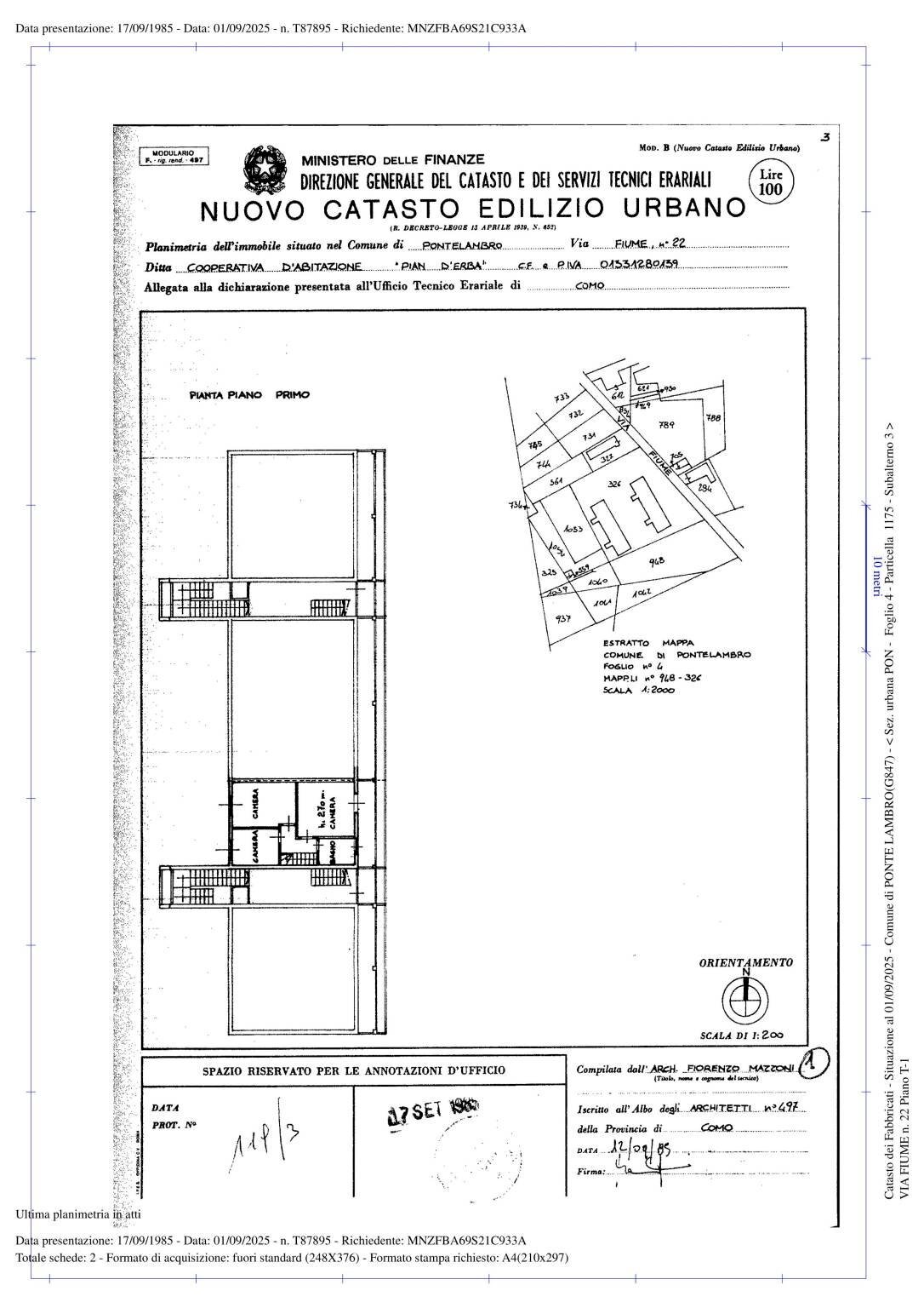 Quadrilocale via Fiume, 26, Ponte Lambro - planimetria 1