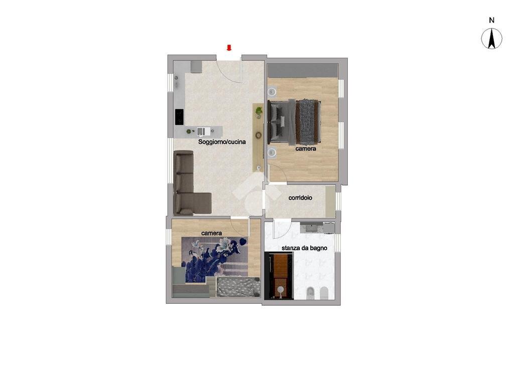 Trilocale Via Martiri d'Ungheria, Binasco - planimetria 1