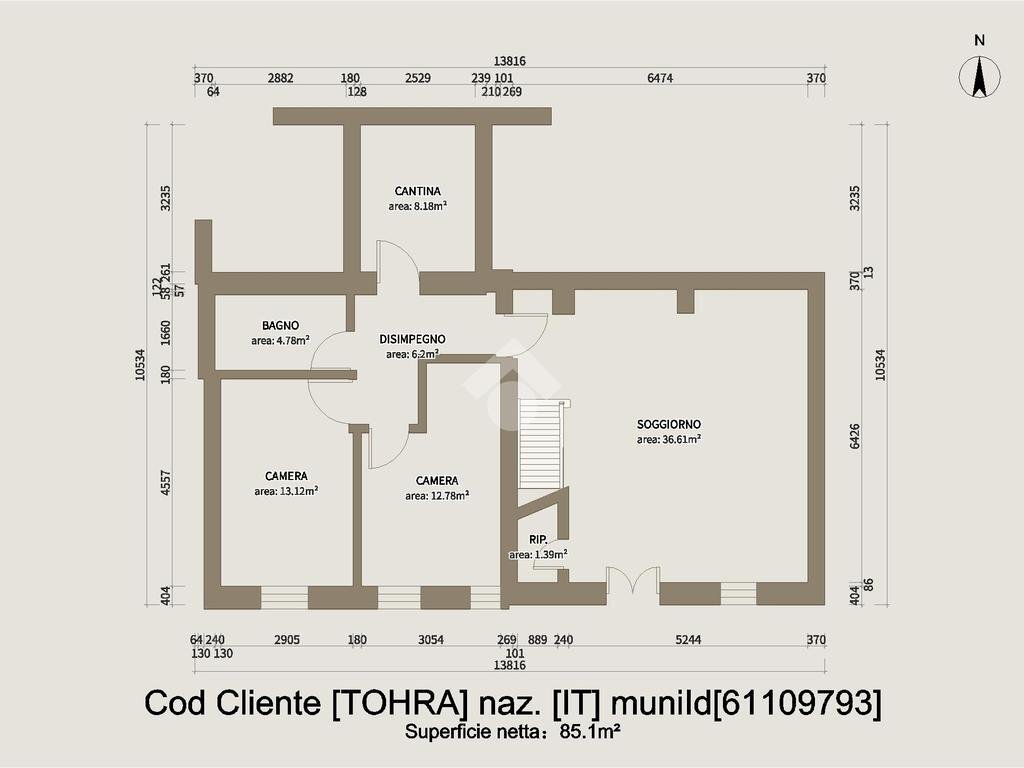 Four-room apartment Via Castagneri, Front - floor plans 1