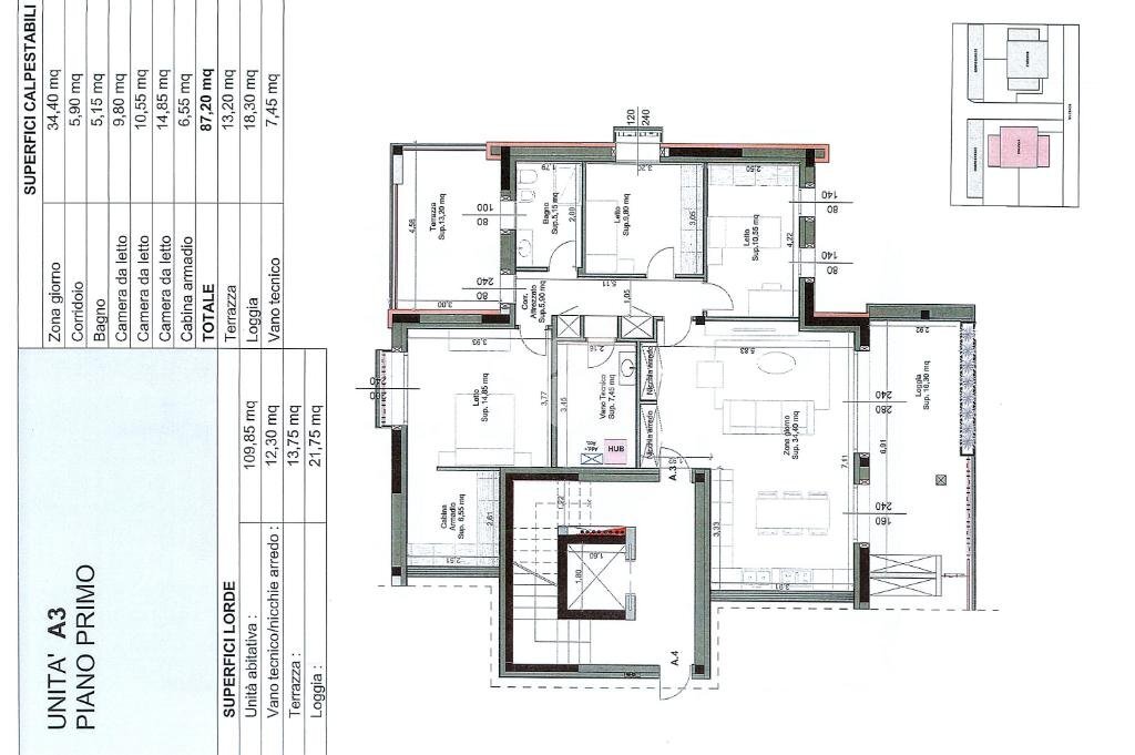 Four-room apartment via praga, Collecchio - floor plans 1