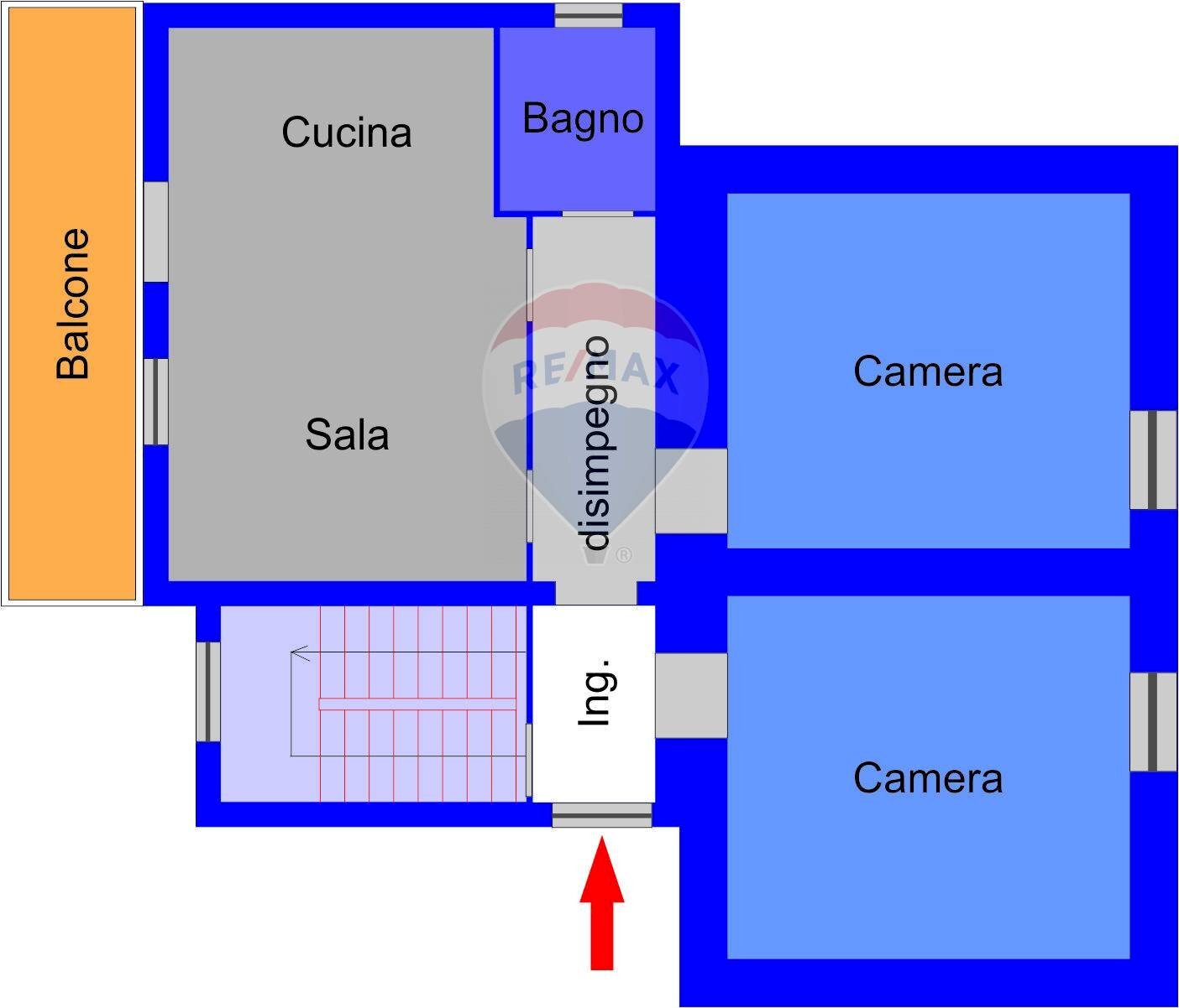 Pianta 2D - Trilocale San Leucio del Sannio - planimetria 1