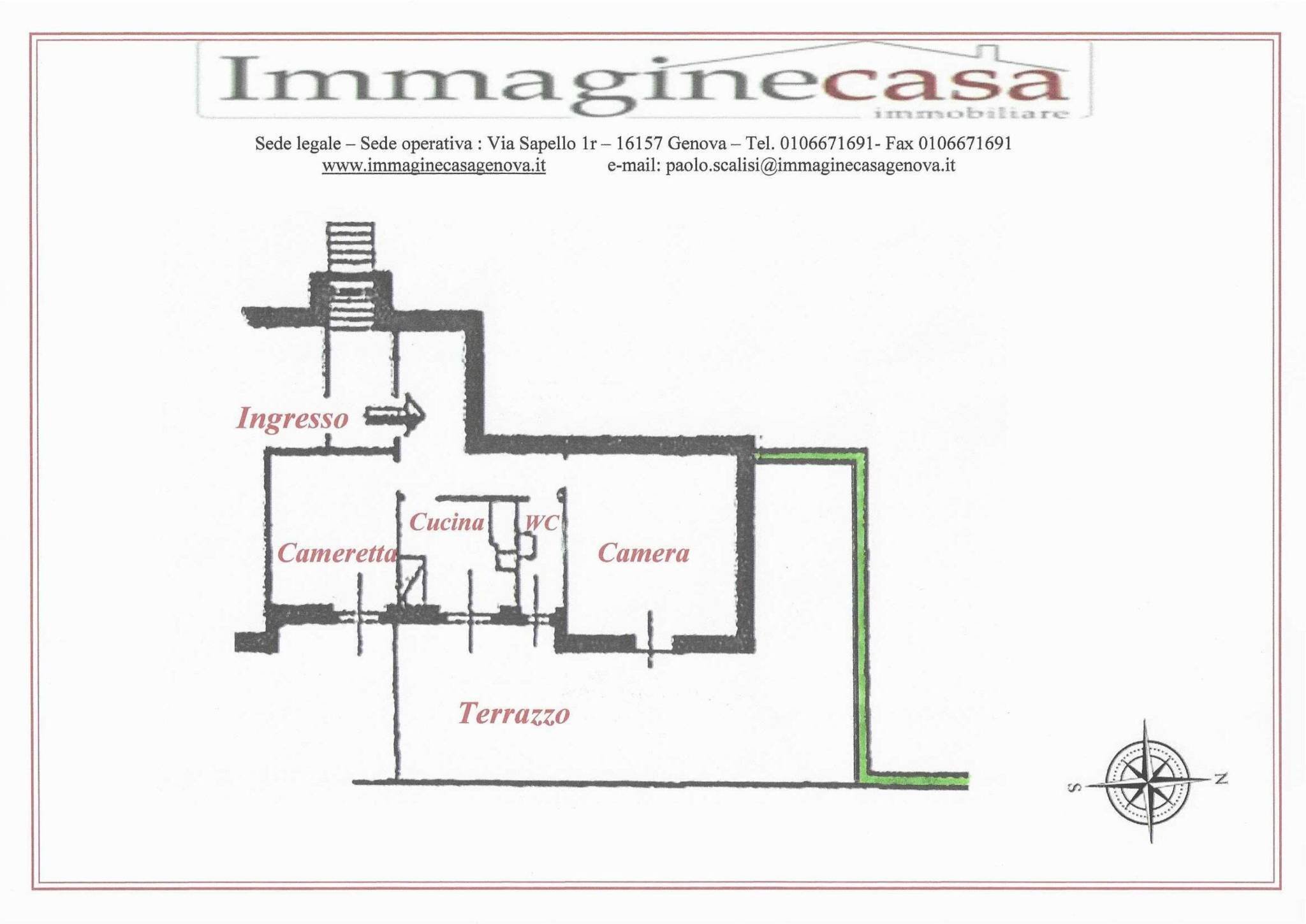 Bilocale via Loano, Genova (zona Pegli) - planimetria 1