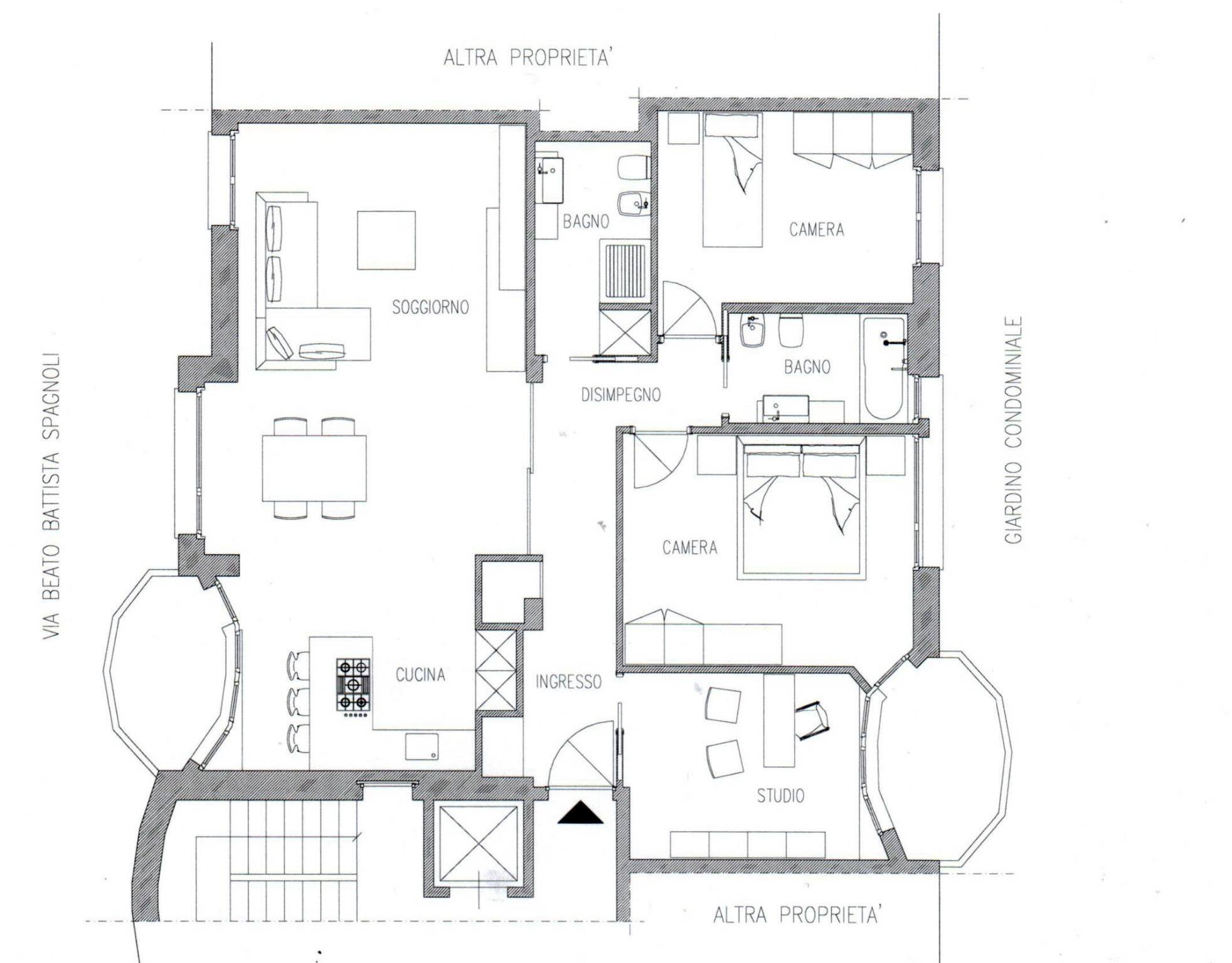 Quadrilocale via Beato Battista Spagnoli, Roma - planimetria 1