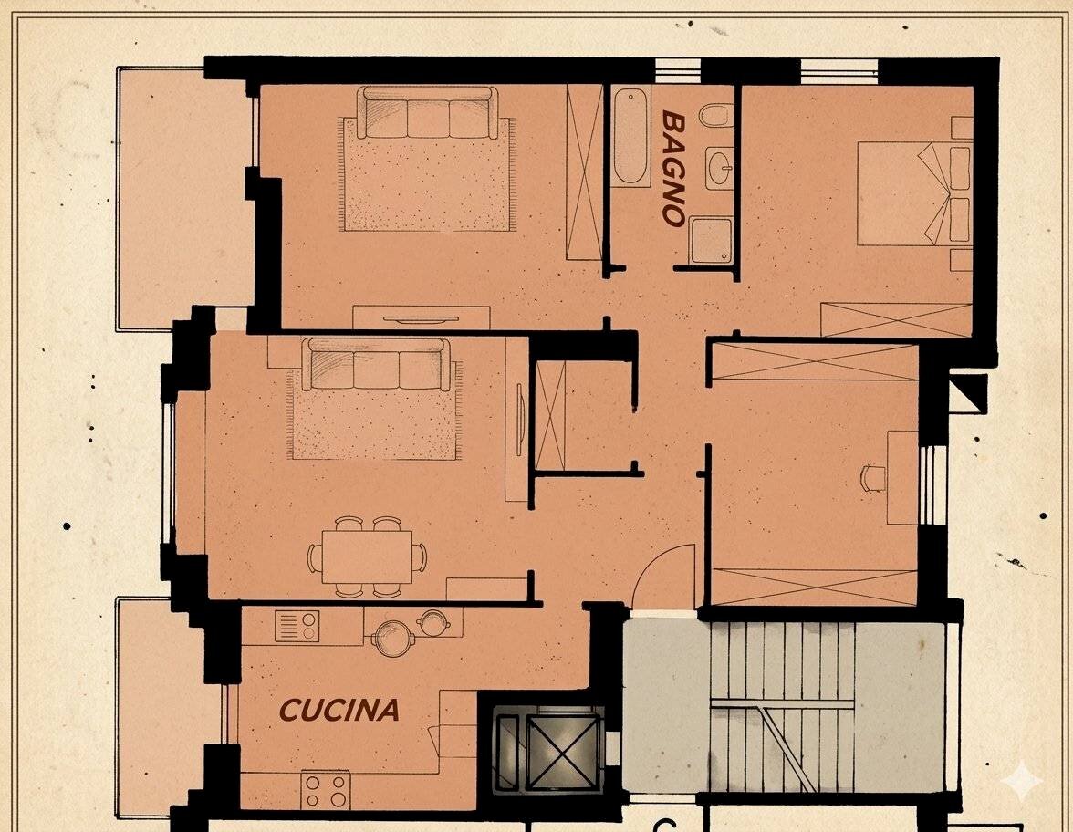 Quadrilocale via delle Ginestre, Genova (zona Marassi) - planimetria 1