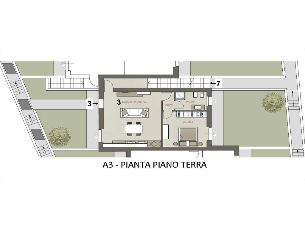 Two-room apartment via Montegrappa, Vigano San Martino - floor plans 1